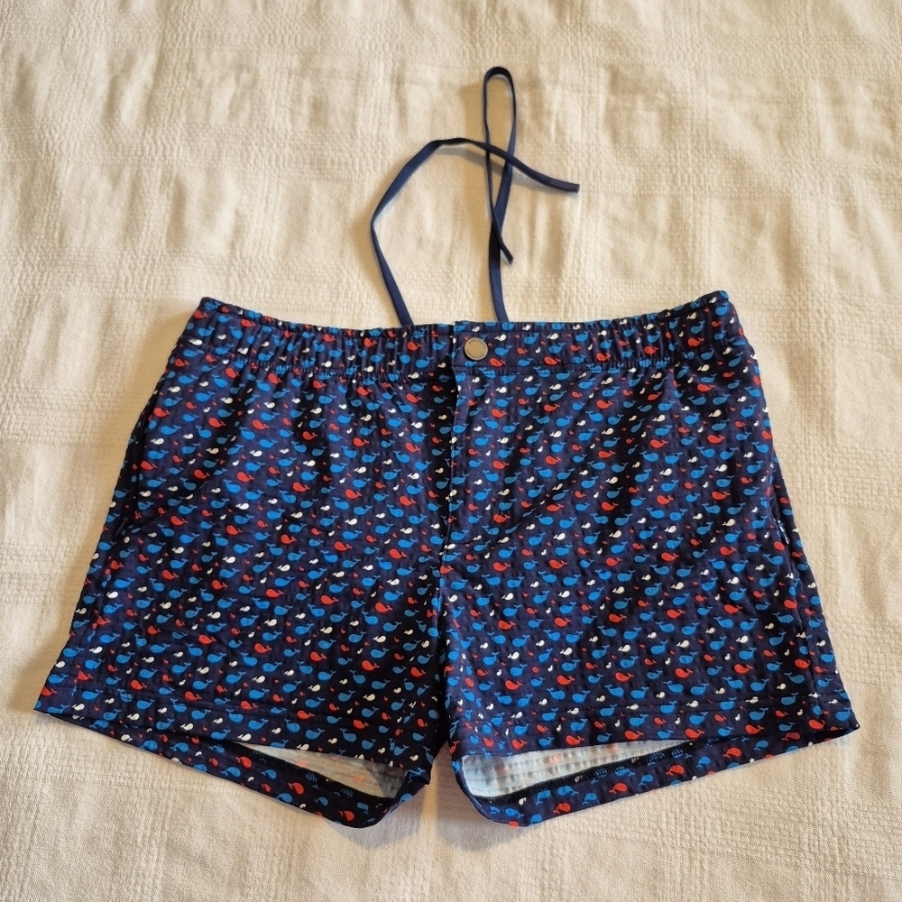 Postmarc men's size Large whale print shorts with liners everyday or swim EUC